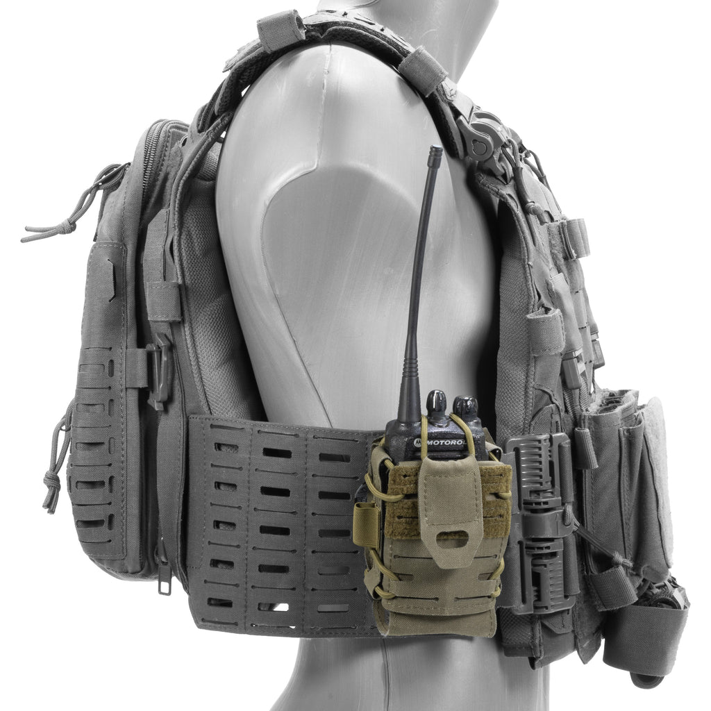 Templars Gear Universal Radio Pouch URP on Plate Carrier Desaturated